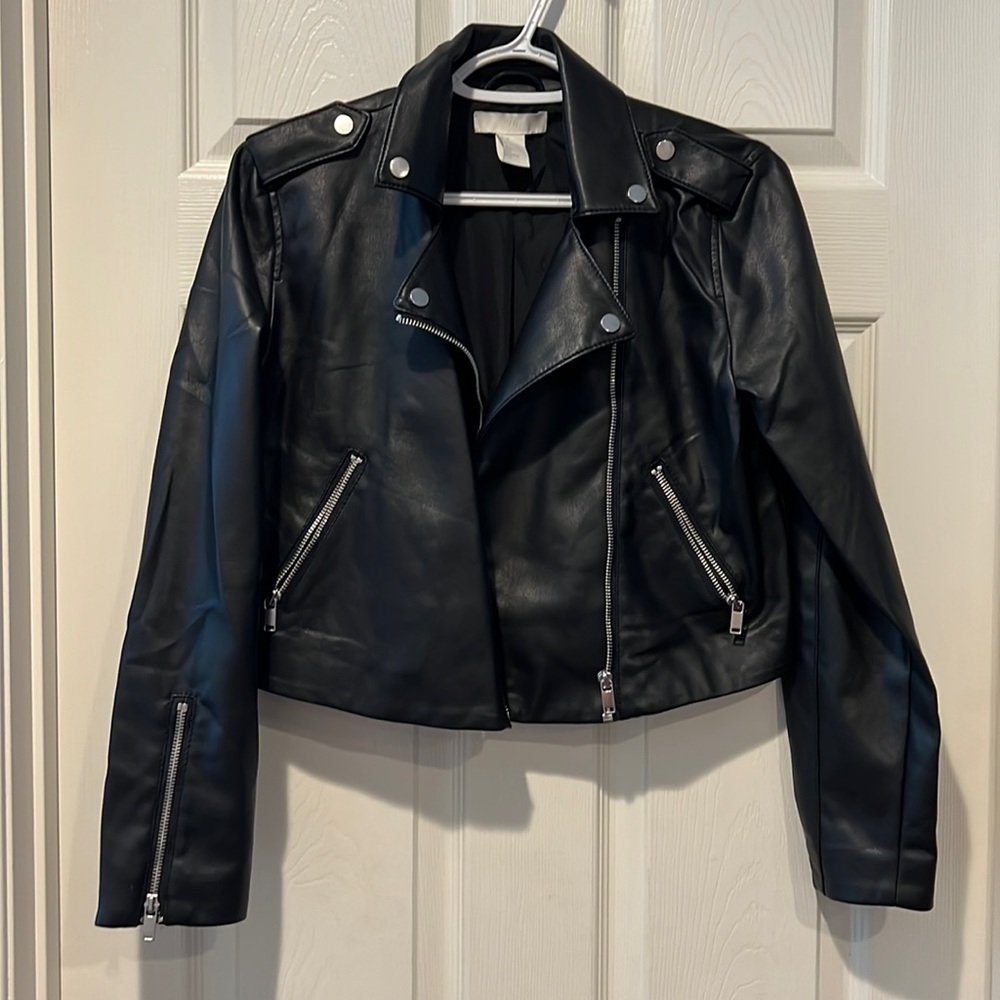 Never worn “leather” style crop jacket